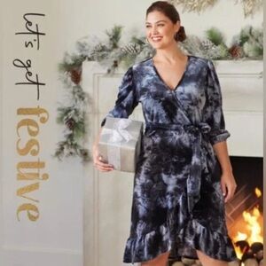Cato | Plus Velvet Wrap Tie Dye Dress Various Sizes Available